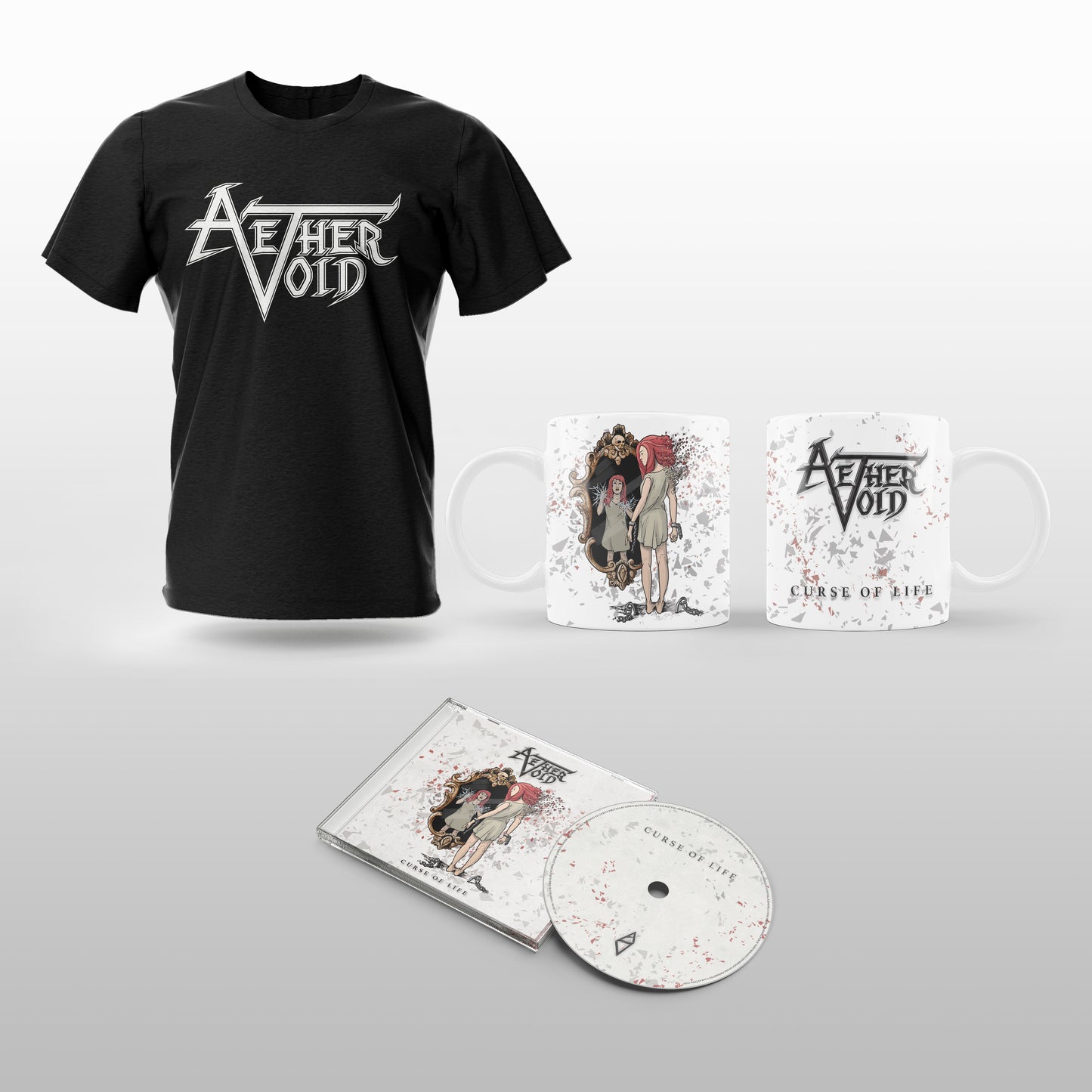AETHER VOID - [BUNDLE]: Logo T-Shirt + Curse of Life [CD] & Mug