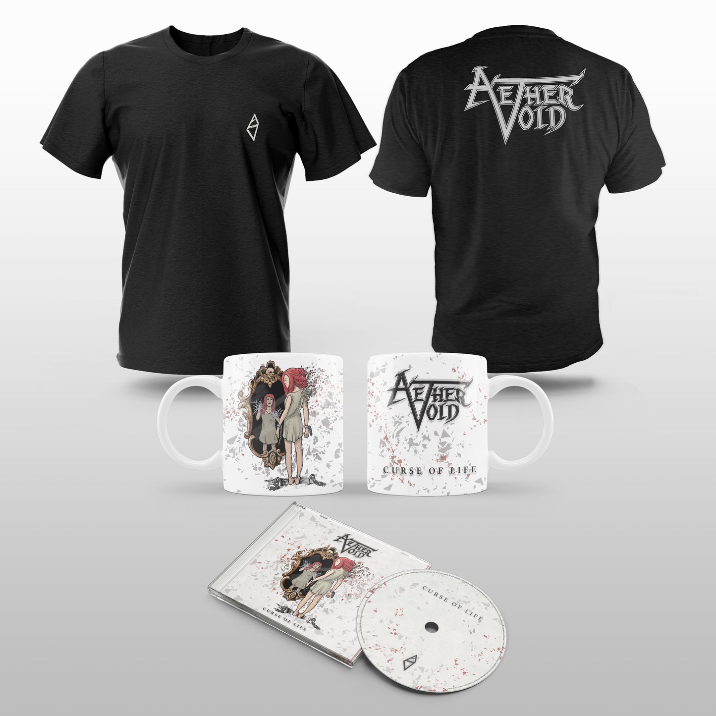 AETHER VOID - [BUNDLE]: Symbol & Logo T-Shirt + Curse of Life [CD] & Mug